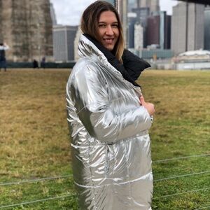 Super Warm Coat ❄️Reversible Metallic Black Super Warm Puffer Coat